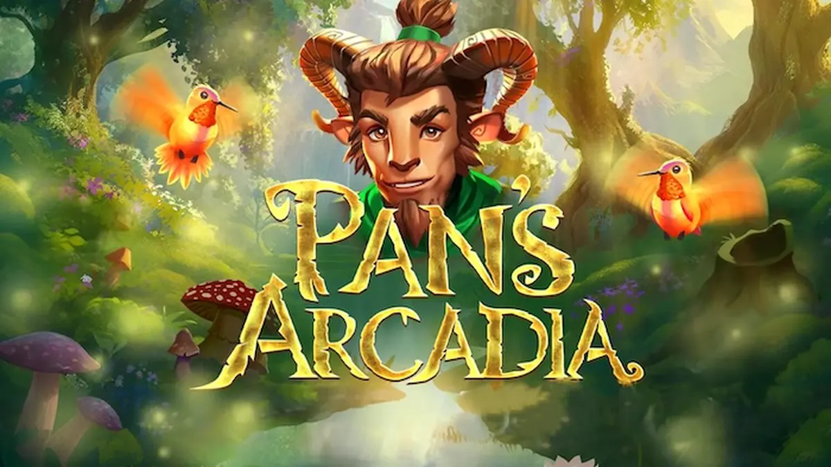 Pemandangan hutan mistis dan simbol-simbol ajaib dalam slot Pan's Arcadia