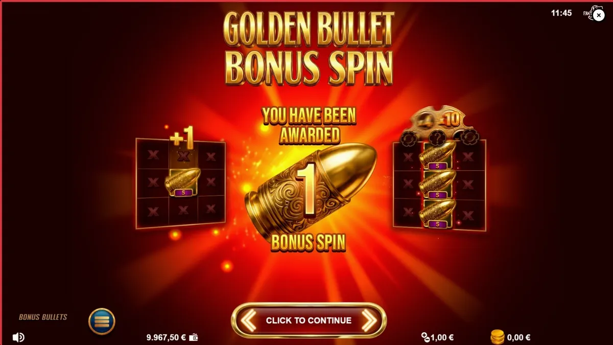 Tampilan visual slot Bonus Bullets dengan nuansa noir dan peluru emas