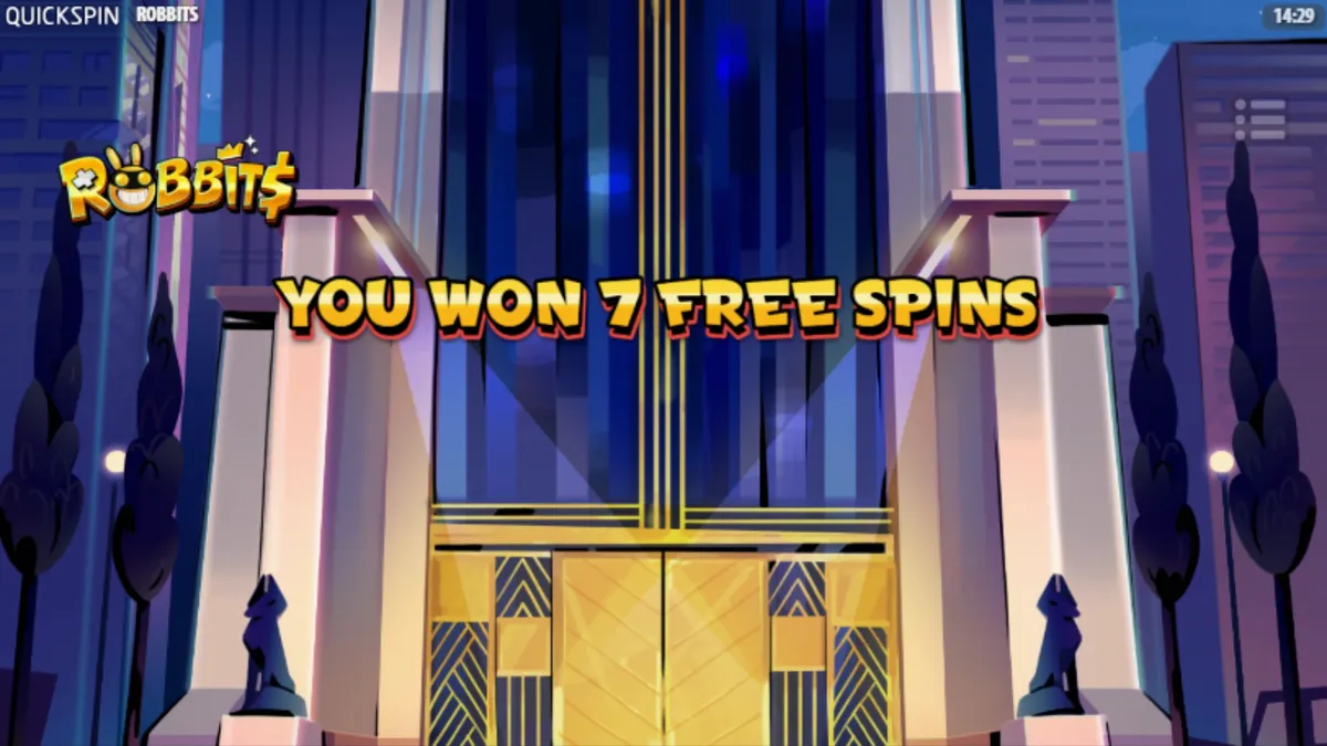 Tampilan visual slot Robbits dengan karakter kelinci perampok