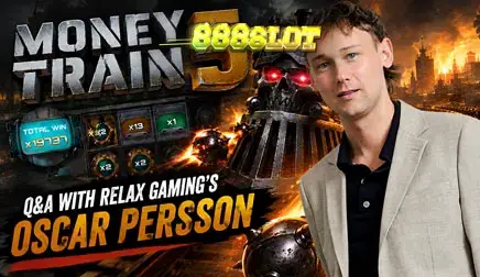 Tampilan antarmuka slot Money Train 5 pada layar ponsel dengan nuansa neon arcade.
