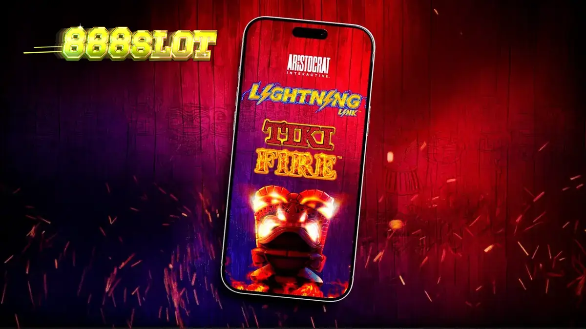 Tampilan visual slot Tiki Fire dengan tema Polinesia yang eksotis.